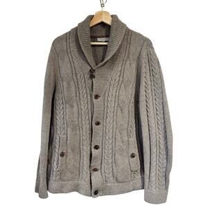 Ted Baker Button Front Jowalk Cardigan Size 5 Gray Wool Cotton Grandpa
